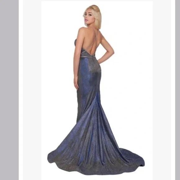 Mac Duggal mermaid gown ball gown prom homecoming formal maxi 4 iridescent - Picture 2 of 14
